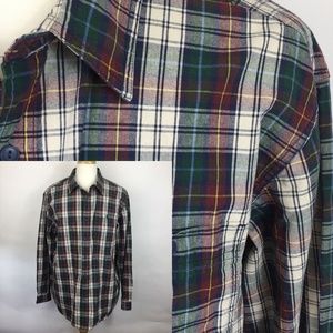 L.L. Bean Men's Plaid Casual Button Down Shirt - Blue, Green, Red